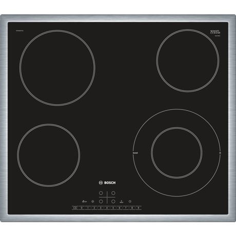 Plita incorporabila Bosch PKF645FP1E, Serie 6, 60 cm, plita vitroceramica radianta, control DirectSelect, 4 zone de gatit HighSpeed (1 cu dublu circuit), PowerBoost