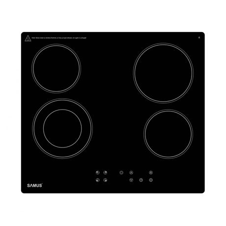 Plita incorporabila Samus PSV-64BG2, 4 zone de gatit, Touch control, 9 setari putere, Timer, Blocare acces copii, L 60 cm, Vitroceramica, Negru