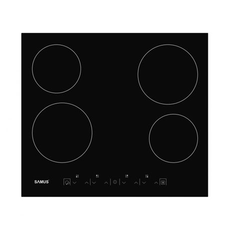 Plita incorporabila Samus PSVM-64BG3, 4 zone de gatit, Touch control, 9 setari putere, Timer, Blocare acces copii, L 60 cm, Vitroceramica, Negru
