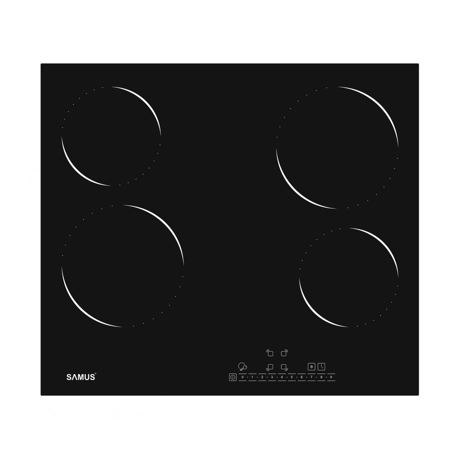 Plita incorporabila Samus PSVM-64BG4, 4 zone de gatit, Touch control, 9 setari putere, Timer, Blocare acces copii, L 60 cm, Vitroceramica, Negru