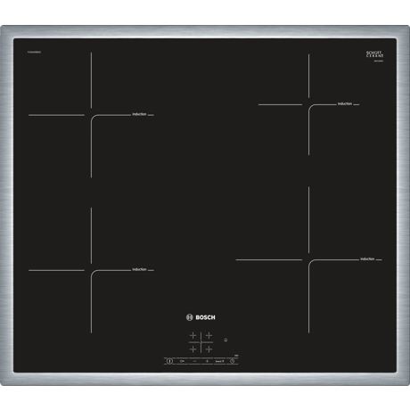 Plita incorporabila Bosch PUE645BB2E, Serie 4, 60 cm, plita vitroceramica cu inductie, control TouchSelect, 4 zone de gatit prin inductie, PowerBoost, rama design