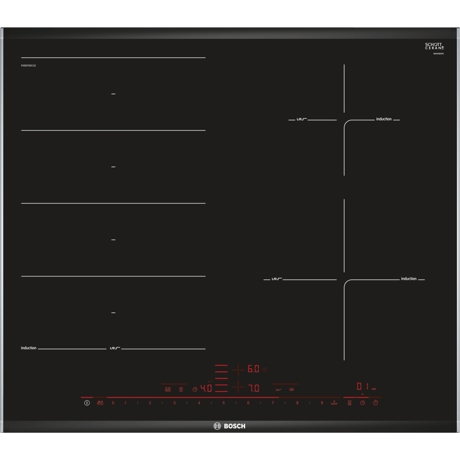 Plita incorporabila Bosch PXE675DC1E, Inductie, 4 zone, 60 cm, Negru