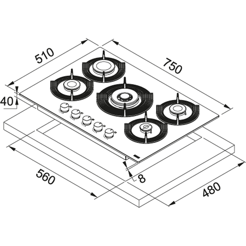 Plita incorporabila Franke FHMF 755 4G DC C 106.0541.756
