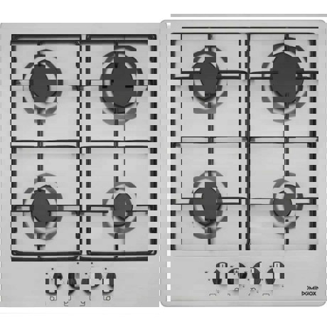 Plita incorporabila Dominox DHX 604 4G XS F E 106.0490.231, 4 arzatoare gaz, 60 cm, Aprindere electronica la buton, Valva de siguranta, Inox