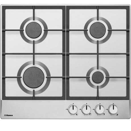 Plita incorporabila Hansa BHGI610502, 4 arzatoare gaz, Aprindere electrica, Control butoane, Gratare fonta, Argintiu