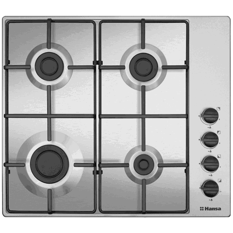 Plita incorporabila Hansa BHGI620130, Gaz, 4 Arzatoare, Aprindere electrica, 60 cm, Inox