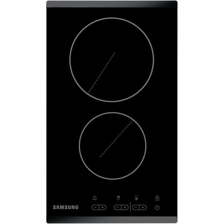 Plita incorporabila Samsung Domino C21RJAN, Vitroceramica, Rama inox, 2 zone de incalzire, Control tactil, 30 cm, Negru rama inox