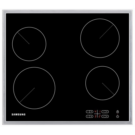 Plita incorporabila Samsung C61R2AAST, Vetroceramica, 4 zone radiante, touch control, 60 cm, neagra rama inox