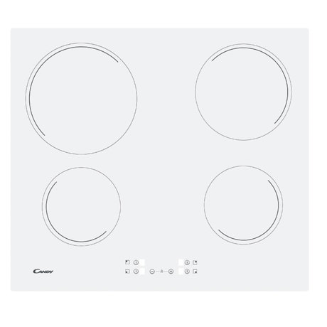 Plita incorporabila Candy CH64CCW, Electrica, 4 zone de gatit, 60 cm, Control touch, Sticla ceramica alba, 33801794