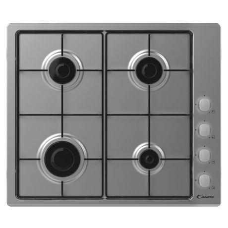 Plita incorporabila Candy CHW6LX, 4 Arzatoare gaz, Dispozitiv de siguranta, 60 cm, Inox, 33802049