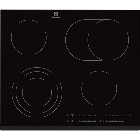 Plita incorporabila Electrolux Vitroceramic EHF6547FXK, 4 zone electrice, Oval zone, Circuit triplu rotund, 60 cm, Sticla neagra