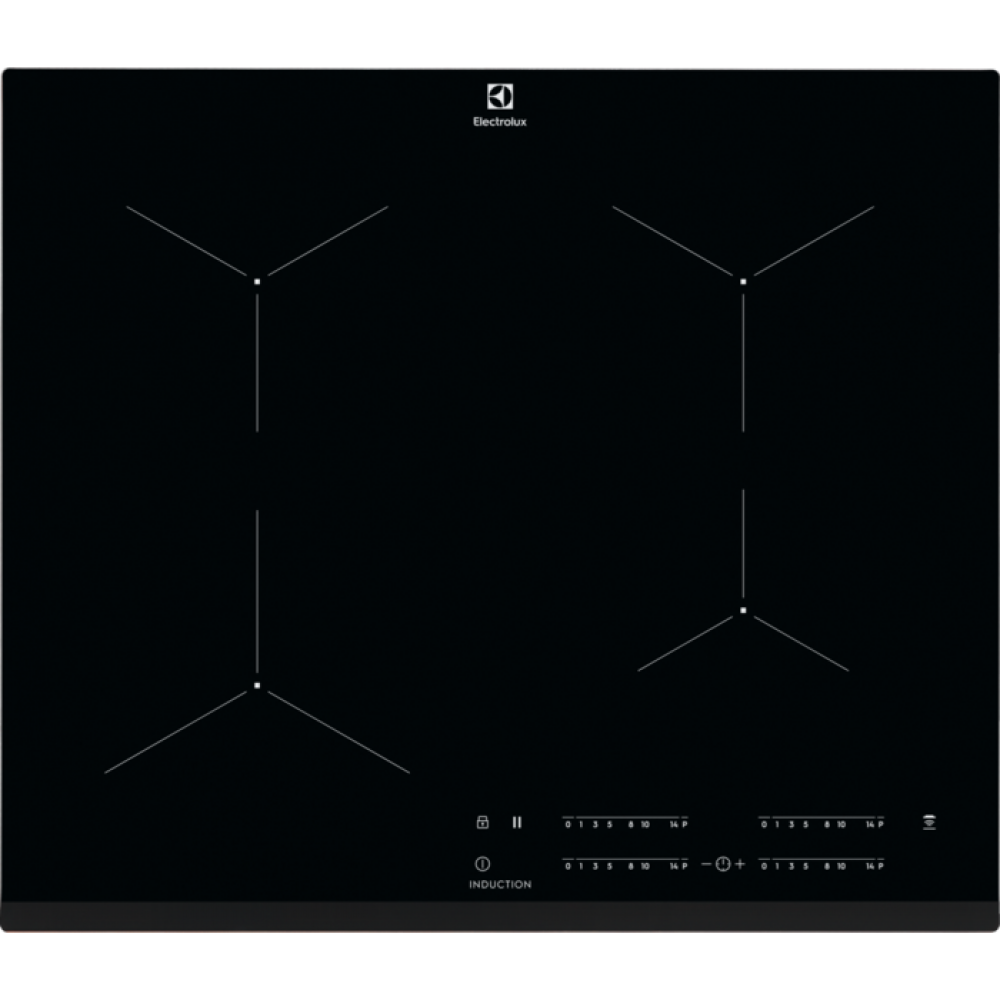 Plita incorporabila Electrolux EIT61443B, Inductie, 4 Arzatoare, Bridge, Control touch, 60 cm, Sticla neagra