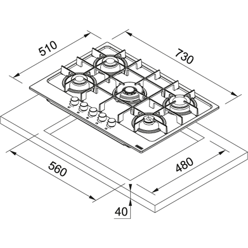 Plita incorporabila Franke FHMA 755 4G DC XS C 106.0554.320
