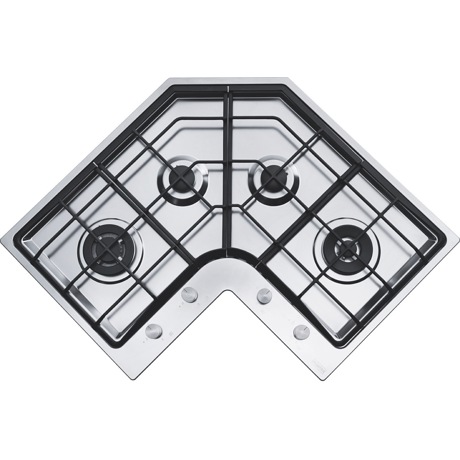 Plita incorporabila Franke Angolo - Neptune FHNE COR 4 3G TC XS C , 4 arzatoare pe gaz , Aprindere electronica, Control frontal, Gratare din fonta, 83x83 cm, Inox