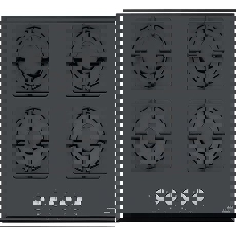 Plita incorporabila Franke New Square FHNS 604 4G BK C 106.0489.940, 4 arzatoare gaz, 60 cm, Aprindere electronica la buton, Valva de siguranta, Arzatoare si gratare fonta, Sticla neagra