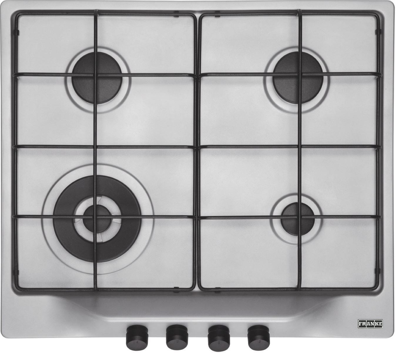 Plita incorporabila Franke Trend Line 600 FHTL 604 3G TC AL E , 4 arzatoare gaz, WOK, 60 cm, Alluminio