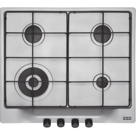 Plita incorporabila Franke Trend Line 600 FHTL 604 3G TC AL E , 4 arzatoare gaz, WOK, 60 cm, Alluminio