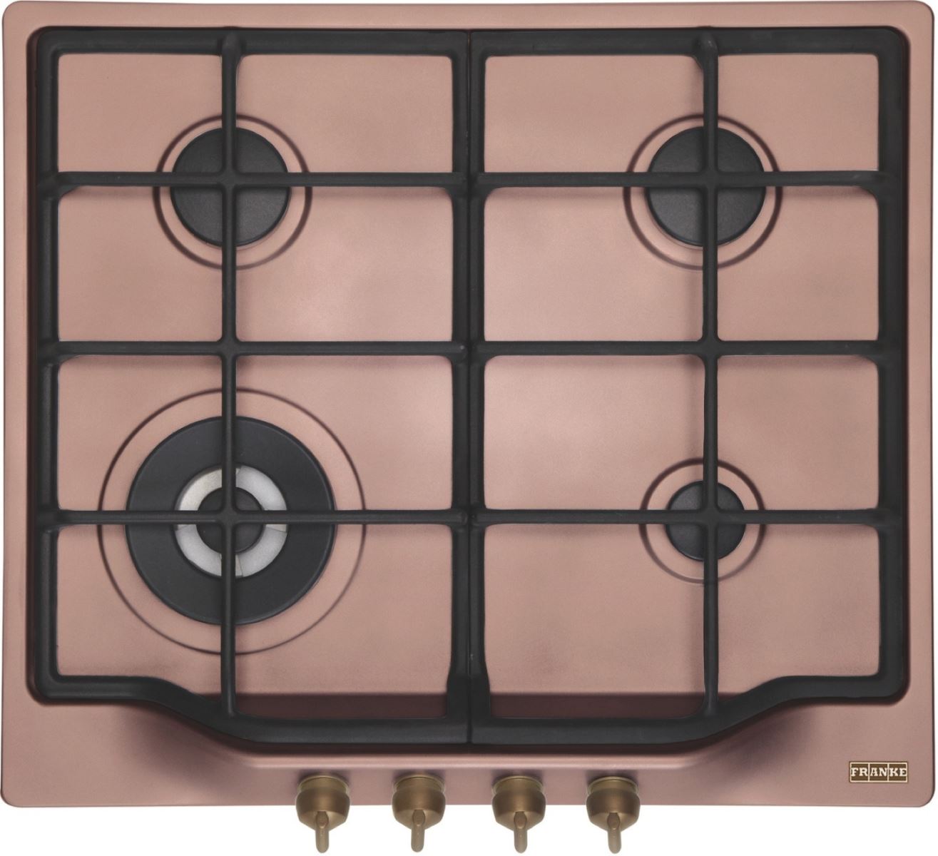 Plita incorporabila Franke Trend Line 600 FHTL 604 3G TC CO C , 4 arzatoare gaz, WOK, 60 cm, Gratare fonta, Ramato 106.0183.091	6800049