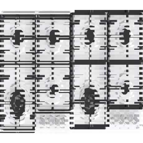 Plita incorporabila Gorenje GW642AXW, Gaz, 4 arzatoare, Arzator WOK, Aprindere electrica, Gratare fonta, Siguranta gaz, 60 cm, Alb