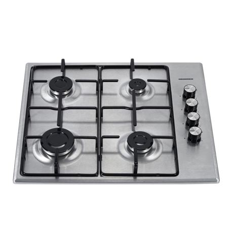 Plita incorporabila Heinner HBH-S584I-IX, Gaz, 4 Arzatoare, Aprindere electrica, Inox