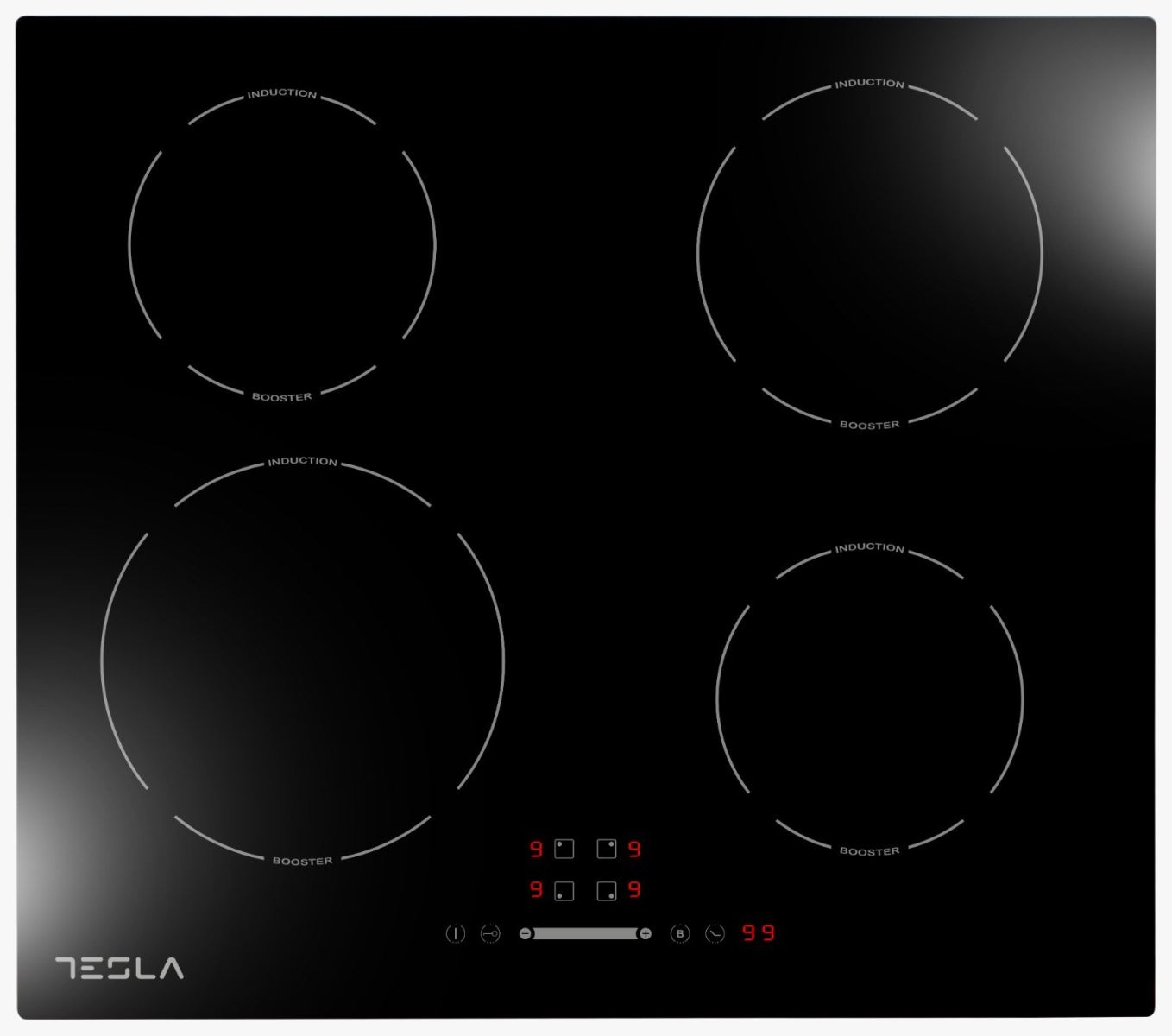 Plita incorporabila inductie Tesla HI6400TB, 60 cm, 4 zone gatit, Sticla neagra