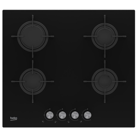 Plita incorporabila Beko HILG64220S, 60 cm, 4 arzatoare gaz, Sticla Neagra