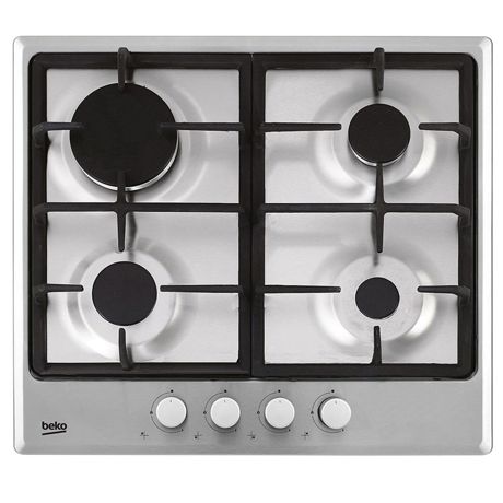 Plita incorporabila Beko HIMG64225SX, 4 arzatoare gaz, siguranta plita, aprindere electronica, 60 cm, gratare fonta, inox