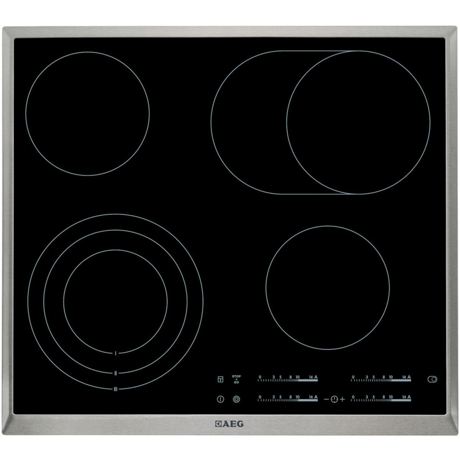 Plita incorporabila Aeg HK365407XB, Vitroceramica, 4 Zone de gatit, Touch control, 60 cm, Sticla neagra, Rama inox