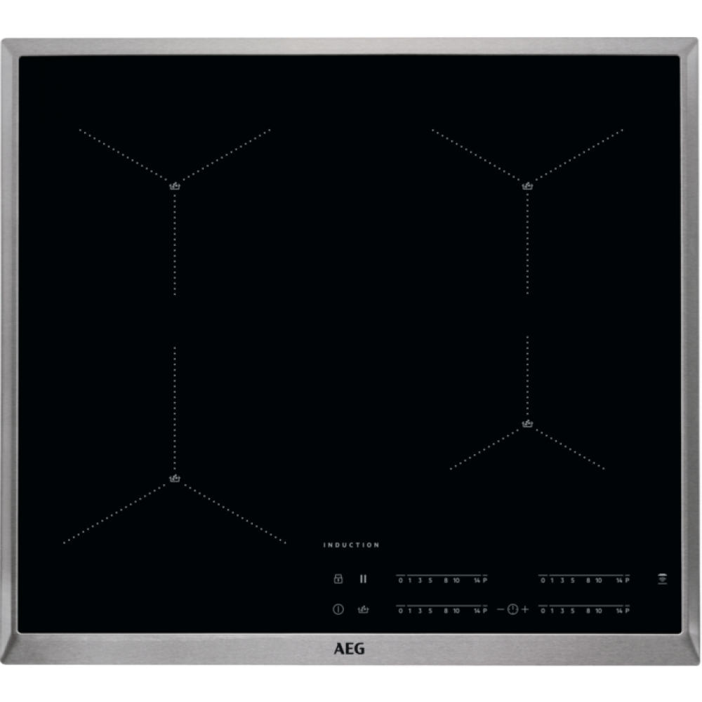 Plita incorporabila cu inductie AEG IAE64413XB, 4 zone de gatit, Conexiune Hob2Hood, 60 cm, Negru