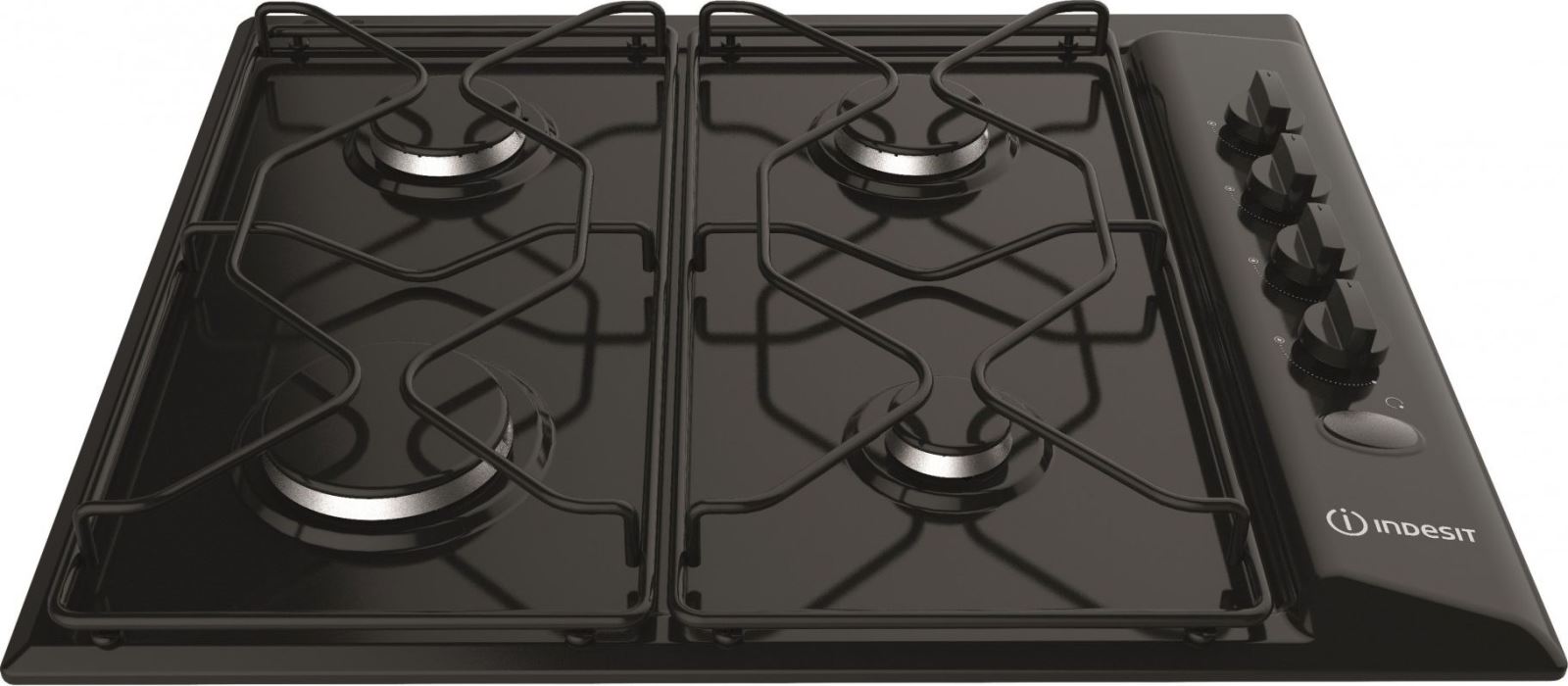 Plita incorporabila Indesit PAA 642 /I(BK) EE, 4 arzatoare gaz, 60 cm, Aprindere electronica la doua maini, Negru
