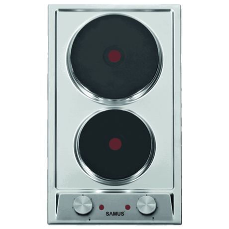 Plita electrica incorporabila Samus PSE-32SX, 2 zone de gatit, Panou de control frontal, 29x50 cm (LxA), Inox