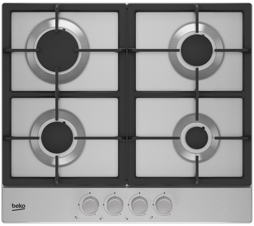 Plita incorporabila Beko HIAG64225SX, 4 arzatoare gaz, siguranta plita, aprindere electronica, 60 cm, gratare fonta, inox