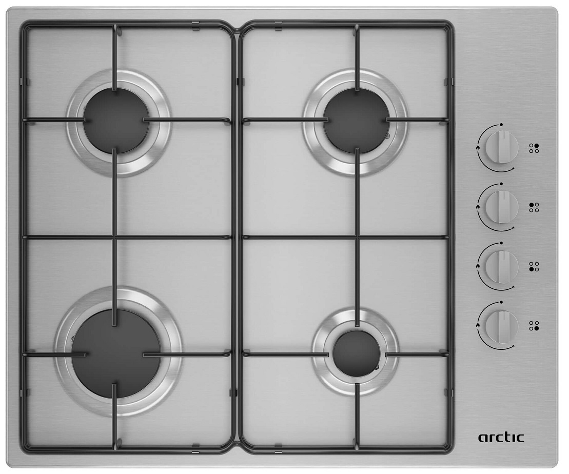 Plita incorporabila Arctic ARGG64123SX, 4 arzatoare gaz, Aprindere integrata, Siguranta gaz, 61 cm, Inox