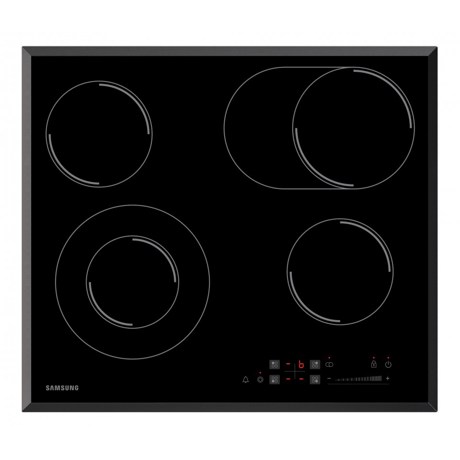 Plita incorporabila Samsung CTR164NC01, 4 zone de gatit (una cu zona dubla si una cu zona ovala), control tactil culisant, 60 cm, neagra rama inox