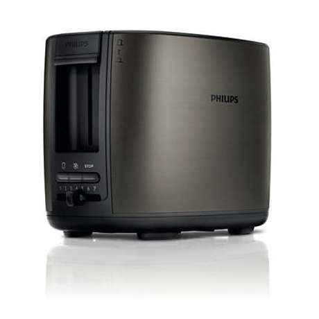 Prajitor de paine Philips HD2628/80, 950 W, 2 felii, Negru metalic