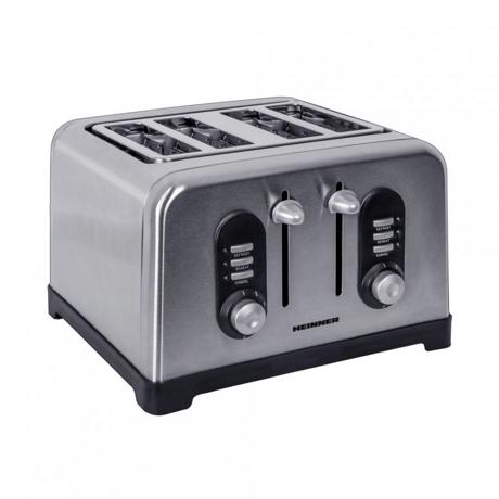 Prajitor de paine Heinner HTP-BK1400XMC, 1400-1600W, 4 felii, 6 setari, Inox