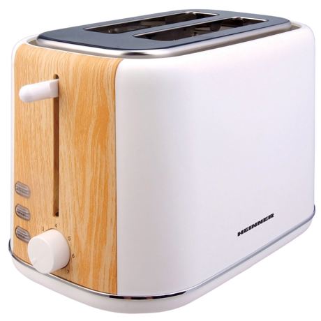 Prajitor de paine Heinner HTP-WH800BB, 800 W, 2 felii, Dezghetare, 7 niveluri de rumenire, Alb