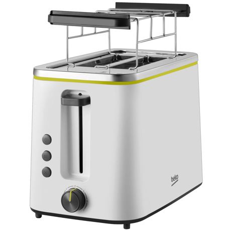 Prajitor paine Beko Foodster TAM4321W, 800 W, 7 niveluri prajire, Fante Extra-Large, Functie 3 in 1, Suport chifle, Alb