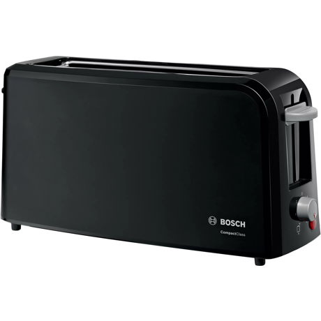 Prajitor de paine Bosch TAT3A003, 980 W, 2 felii/felii foarte lungi, Senzor electronic pentru prajire uniforma, Tasta Stop, Reincalzire, Negru