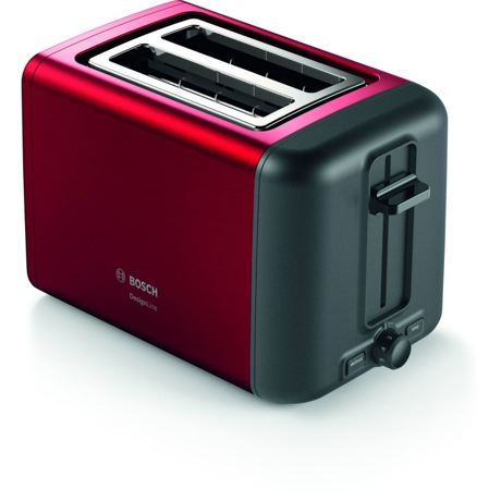 Prajitor de paine Bosch TAT3P424, 970 W, Decongelare, Funcție High Lift, Oprire automata, Tava firimuturi detasabila, Funcție STOP, Rosu