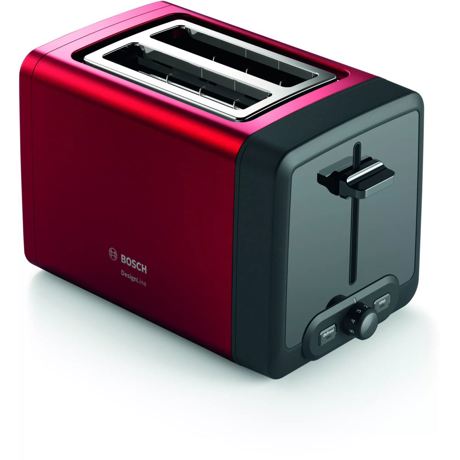 Prajitor de paine Bosch TAT4P424, 970 W, Decongelare, Sistem High Lift, Decuplare automata, Tava firimituri detasabila, Functie STOP, DesignLine Red