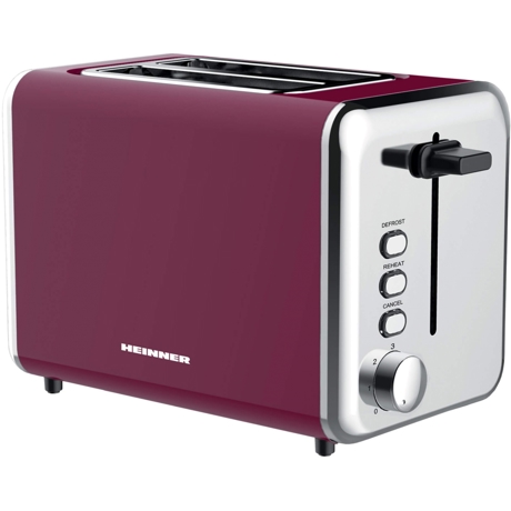 Prajitor de paine Heinner Charm TP-1000BG, 850W, 6 Setari, Rosu burgund/Argintiu