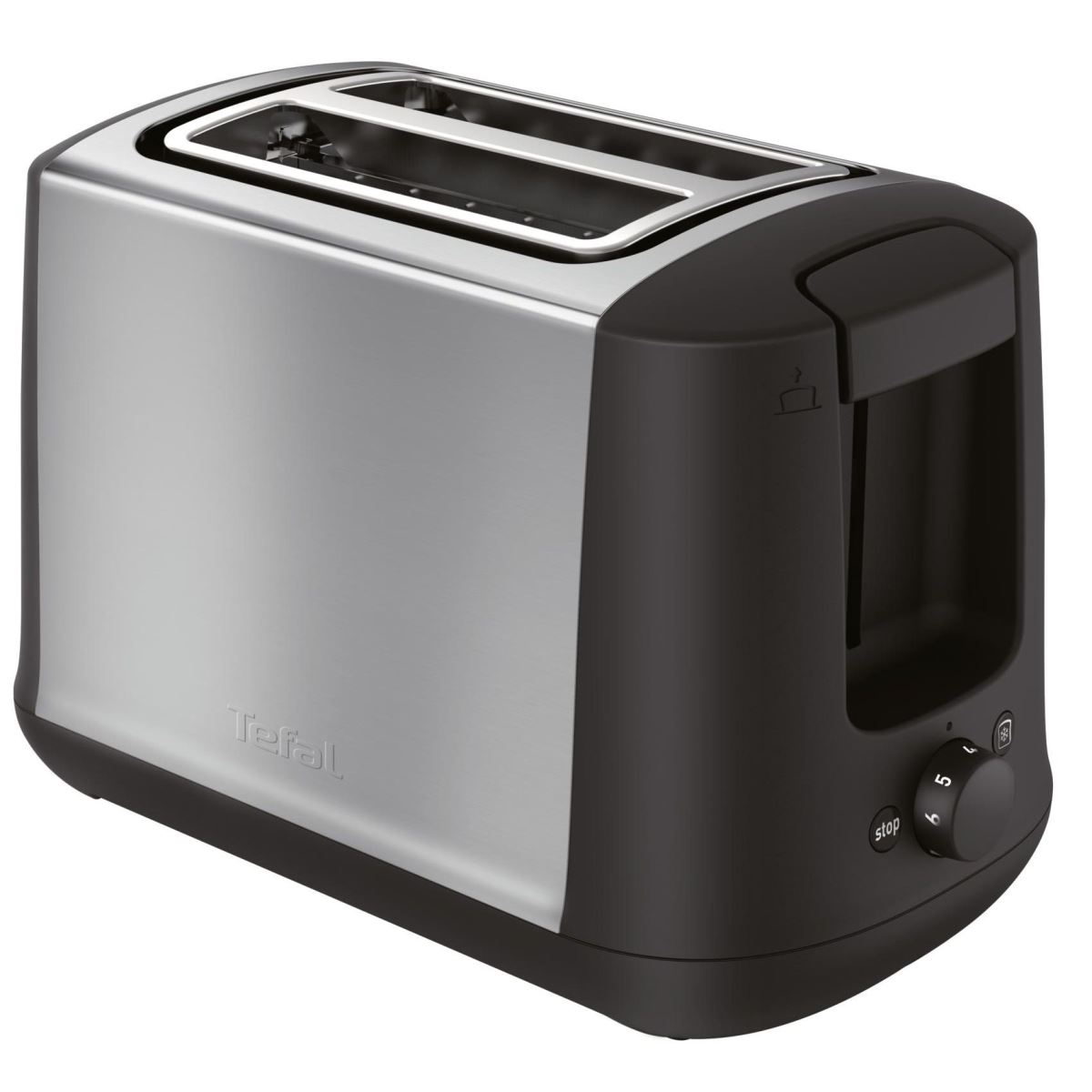 Prajitor de paine Tefal TT340830, 850 W, 2 felii, 7 niveluri de rumenire, Negru/Inox