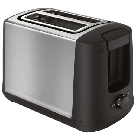 Prajitor de paine Tefal TT340830, 850 W, 2 felii, 7 niveluri de rumenire, Negru/Inox