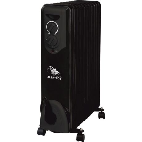 Radiator electric cu ulei Albatros RB-11T, 11 elementi, 2500 W, 3 trepte de putere, Termostat reglabil, Rotiţe pentru deplasare, Negru