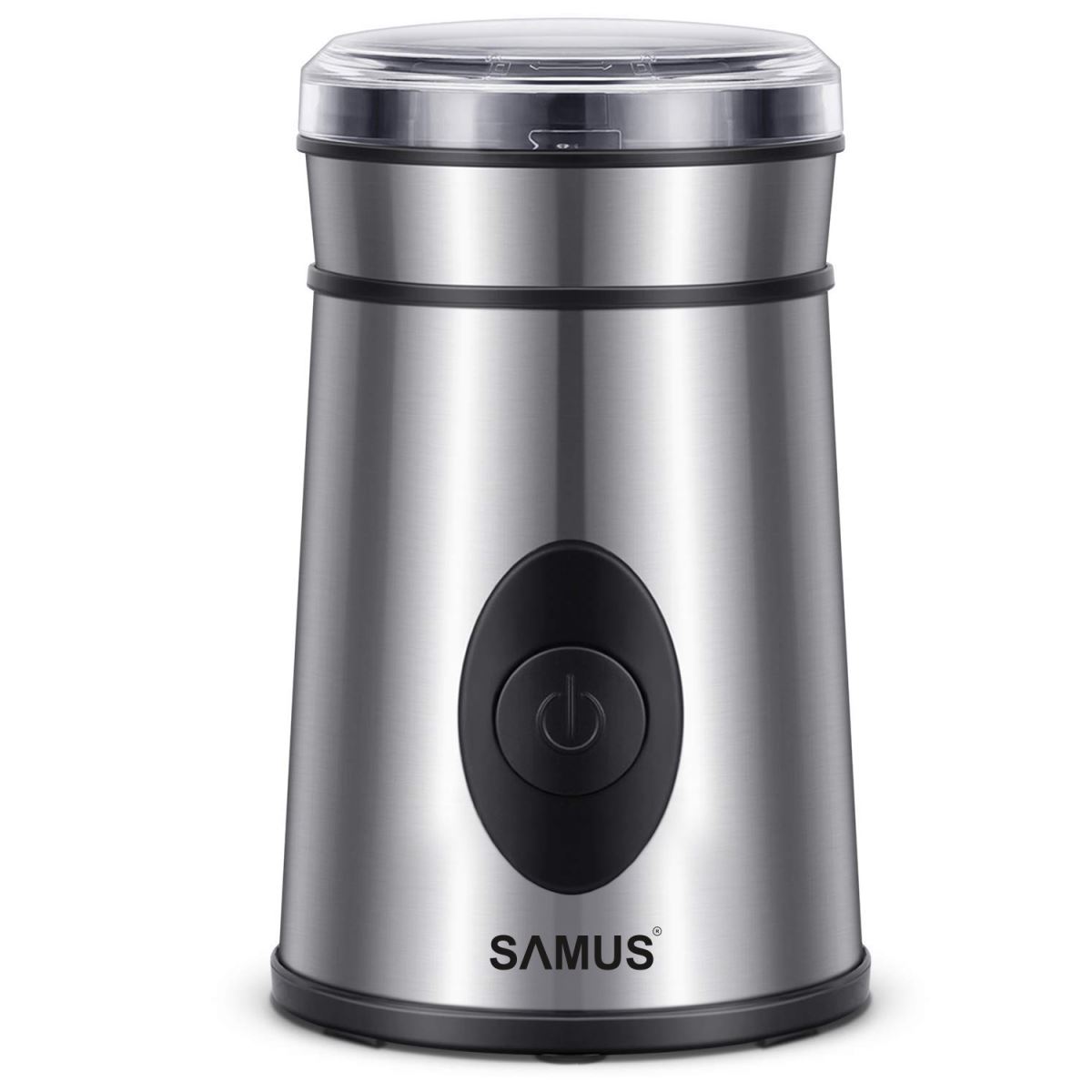 Rasnita Samus Coffino, 200 W, 60 g, Sistem blocare, Capac transparent, Inox