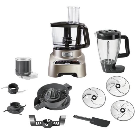 Robot de bucatarie Tefal Double Force Digital DO826H38, 1000W, functie Pulse, 10 accesorii, 31 de functii, 3L, blender, Argintiu/Gri inchis