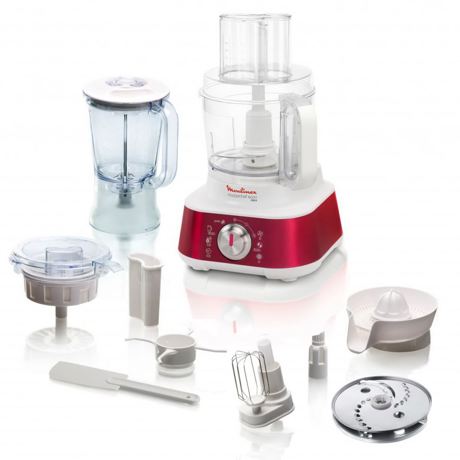 Robot de bucatarie Moulinex Masterchef 8000 FP664G30, 1000 W, Blender 1.25 l, Bol 3 l, Alb/Rosu