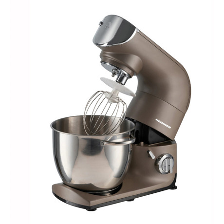 Robot de bucatarie Heinner Calypso HPM-L1500DC, 1500W, 6 viteze + Pulse, Bol inox 5.5L, Masina de tocat, Tel inox, Paleta si carlig din aluminiu turnat, Auriu
