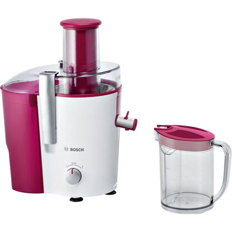 Storcator de fructe si legume Bosch MES25C0, 700 W, 2 Viteze, Drip Stop, Rosu/Alb